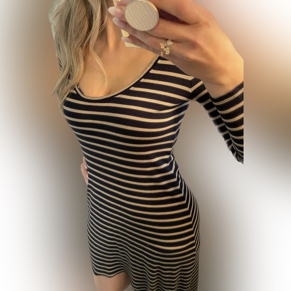 BCBG Ribbed High-Low Long Sleeve Dress - Picture 2 of 4